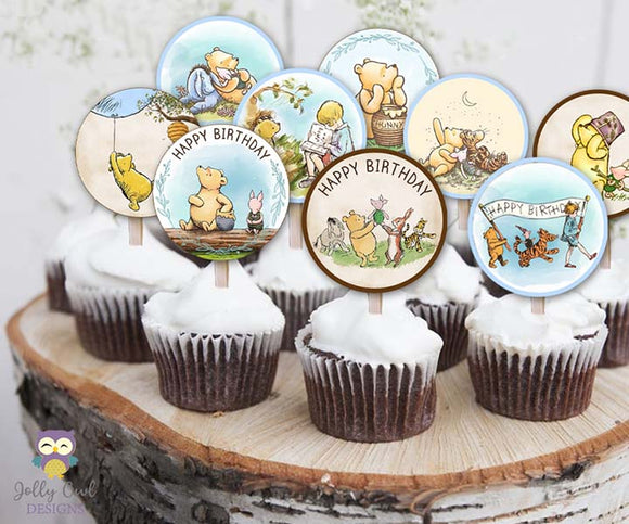 Winnie The Pooh Cupcake Toppers - Birthday Party Circles