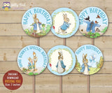 Peter Rabbit Birthday Cupcake Toppers Party Circle