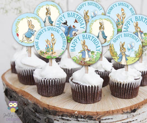 Peter Rabbit Birthday Cupcake Toppers Party Circle