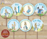 Peter Rabbit Birthday Cupcake Toppers Party Circle for Age 1