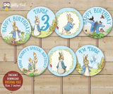 Peter Rabbit Birthday Cupcake Toppers Party Circle for Age 3