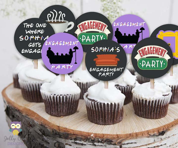 Friends TV Cupcake Toppers |  Personalized Engagement Party Circles