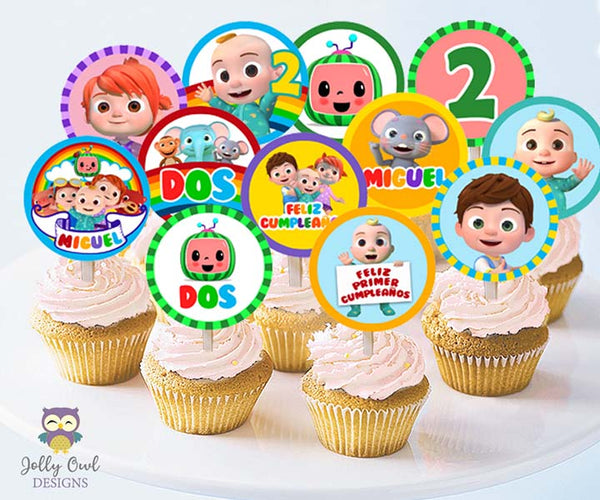 Cocomelon Birthday Party - PERSONALIZED Cupcake Topper- Digital Only –  Jolly Owl Designs