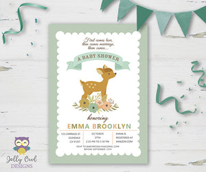 Baby Shower Party Invitation - Fawn Baby Deer