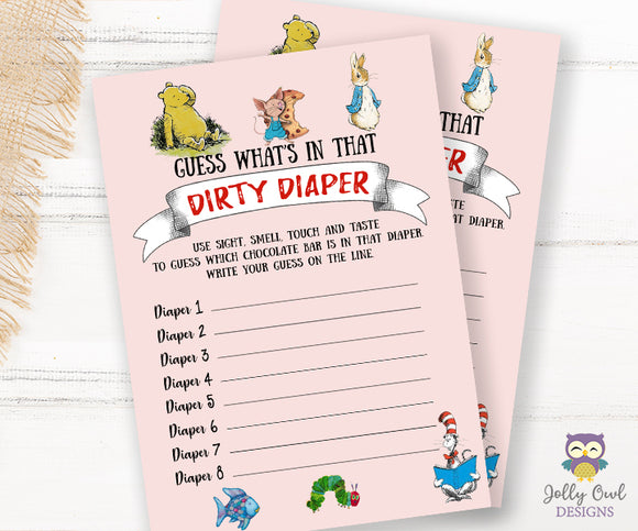 Book Themed Baby Shower Game - Dirty Diapers