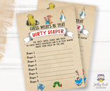 Book Themed Baby Shower Game - Dirty Diapers