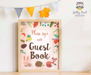 Woodland Themed Baby Shower/Birthday Party Guest Book Sign