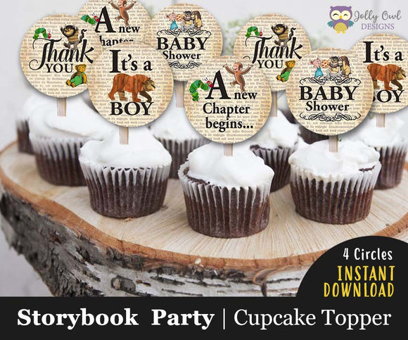 Storybook Themed Cupcake Toppers  |  Baby Shower It's A Boy