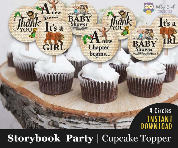 Storybook Themed Cupcake Toppers  |  Baby Shower It's A Girl
