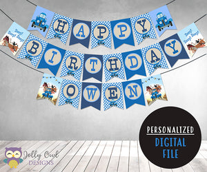 Little Blue Truck Happy Birthday Party Banner