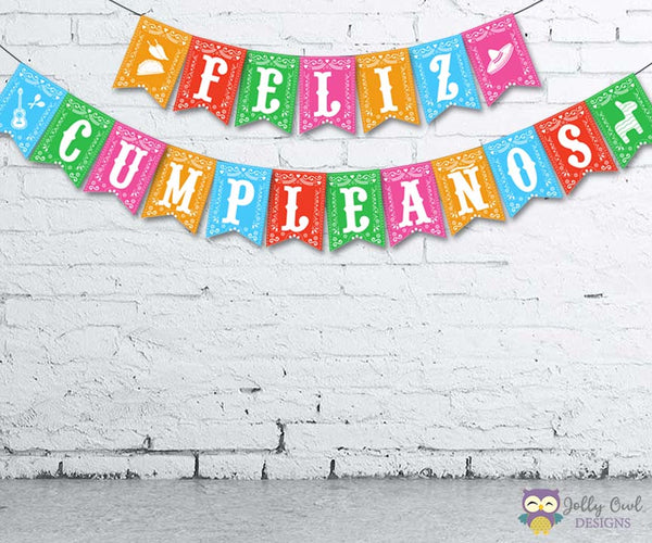 thumbnail image 2 of Paper Full Of Wishes Small Plastic Banner I Feliz Cumpleaños I Mexican Papel Picado Letrero 2 of 10