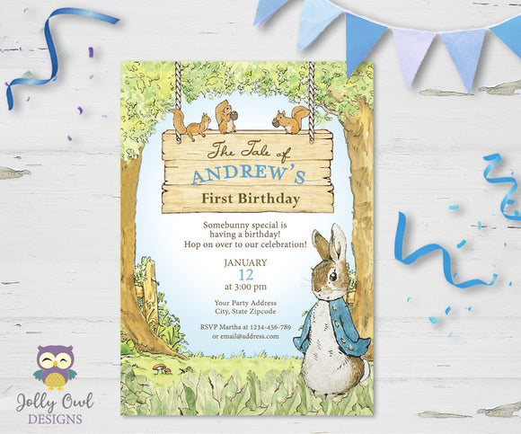 Peter Rabbit Birthday Party Invitation