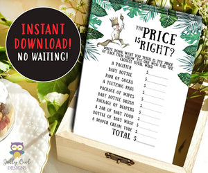 Where The Wild Things Are Baby Shower Game Card - The Price Is Right