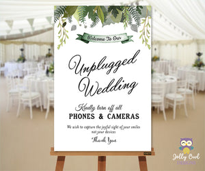 Green Garden Themed Unplugged Wedding Sign