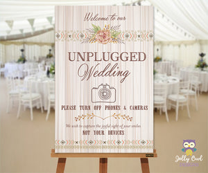 Boho Unplugged Wedding Sign