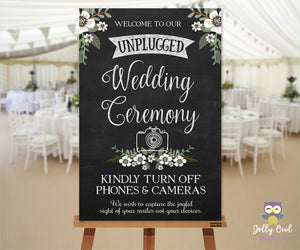 Floral Unplugged Wedding Sign