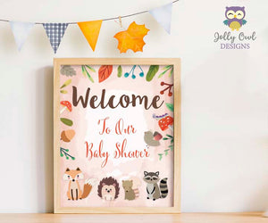 Woodland Themed Baby Shower Party Welcome Sign