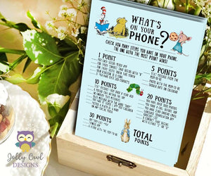 Book Themed Baby Shower Game - What's On Your Phone