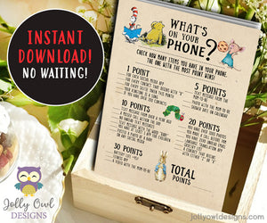 Book Themed Baby Shower Game - What's On Your Phone