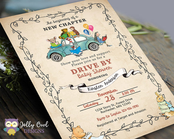 Drive By Storybook Themed Baby Shower Parade Invitation