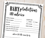 Modern White Minimalist Baby Shower Game - Baby Predictions and Advice