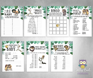 Where The Wild Things Are Baby Shower Games - 7 Games BUNDLE SET