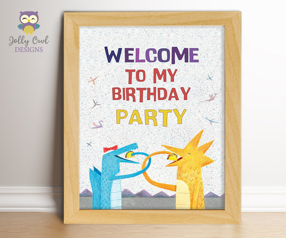 Dragons Love Tacos Birthday Party Welcome Sign