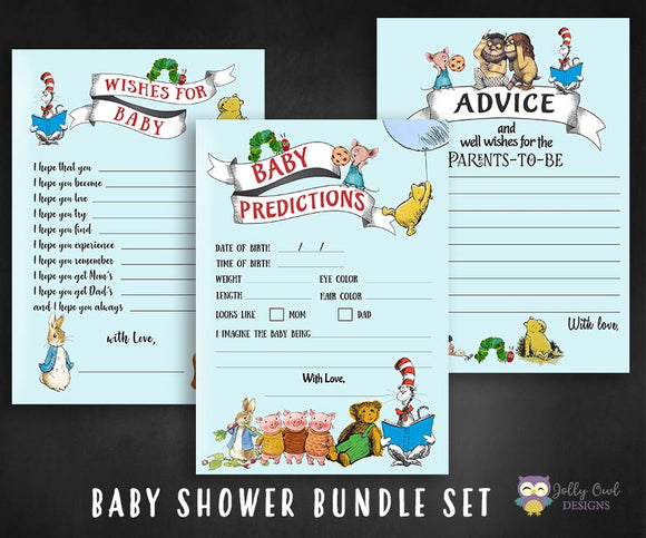 Book Themed Baby Shower Games Bundle Set
