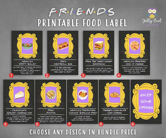 Friends TV Themed Party Food Label Bundle