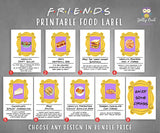 Friends TV Themed Party Food Label Bundle Set