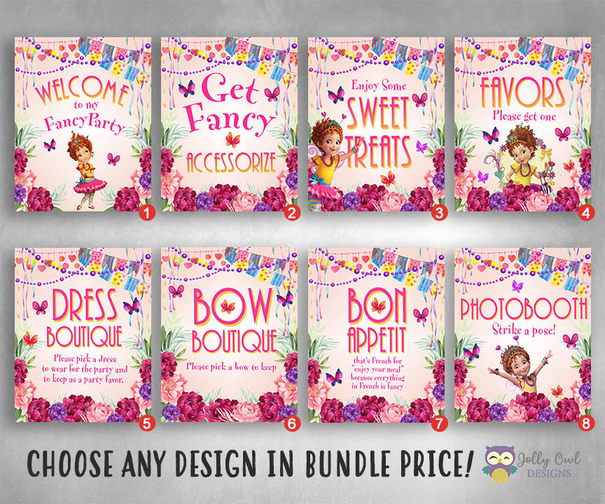 Fancy Nancy Party Signs Bundle Set – Jolly Owl Designs