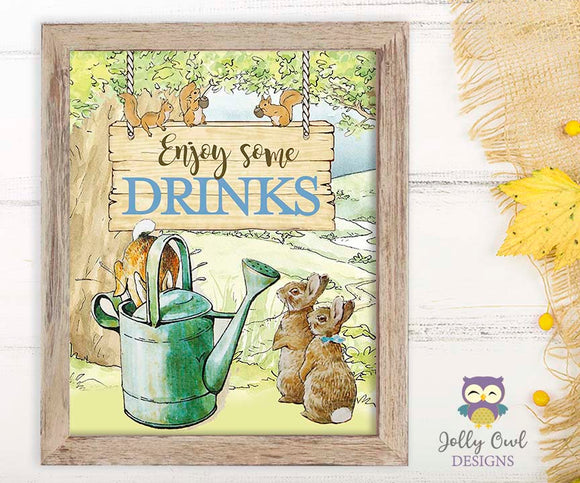 Peter Rabbit Party Signs - Enjoy Some Drinks