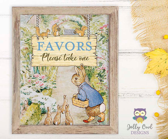 Peter Rabbit Party Signs - Party Favor Printable Sign – Jolly Owl Designs