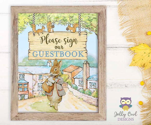 Sign Post Peter Rabbit Peter Rabbit Party Signs - Sign Our Guestbook Printable Sign – Jolly ...