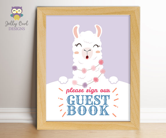 Llama Birthday Party Signs - Sign Our Guestbook