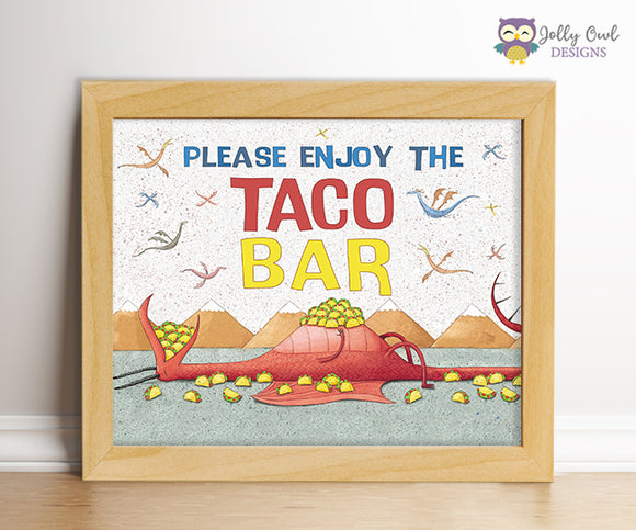 Dragons Love Tacos Birthday Party Sign - Enjoy The Taco Bar