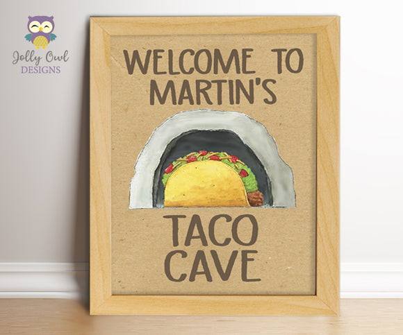 Dragons Love Tacos Birthday Party Sign - Taco Cave