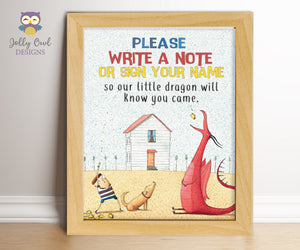 Dragons Love Tacos Birthday Party Sign - Write A Note