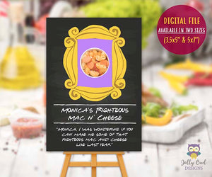 Friends TV Themed Party Food Label - Monica's Righteous Mac N' Cheese