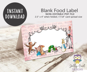 Blank Food Tent Label for Storybook Party