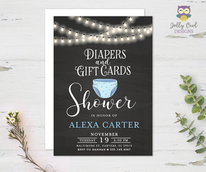 Diaper and Gift Cards Shower Invitation