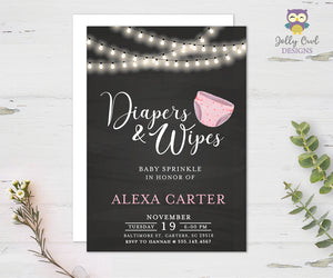 Diapers and Wipes Baby Shower Sprinkle Invitation