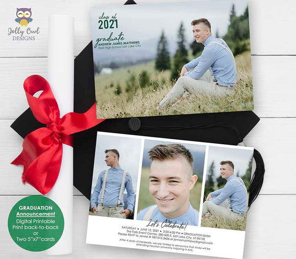 Graduation Announcement Card - Photo Collage - Invitation Card Jolly Owl Designs Graduation Announcement Card - Photo Collage - Invitation Card Jolly Owl Designs