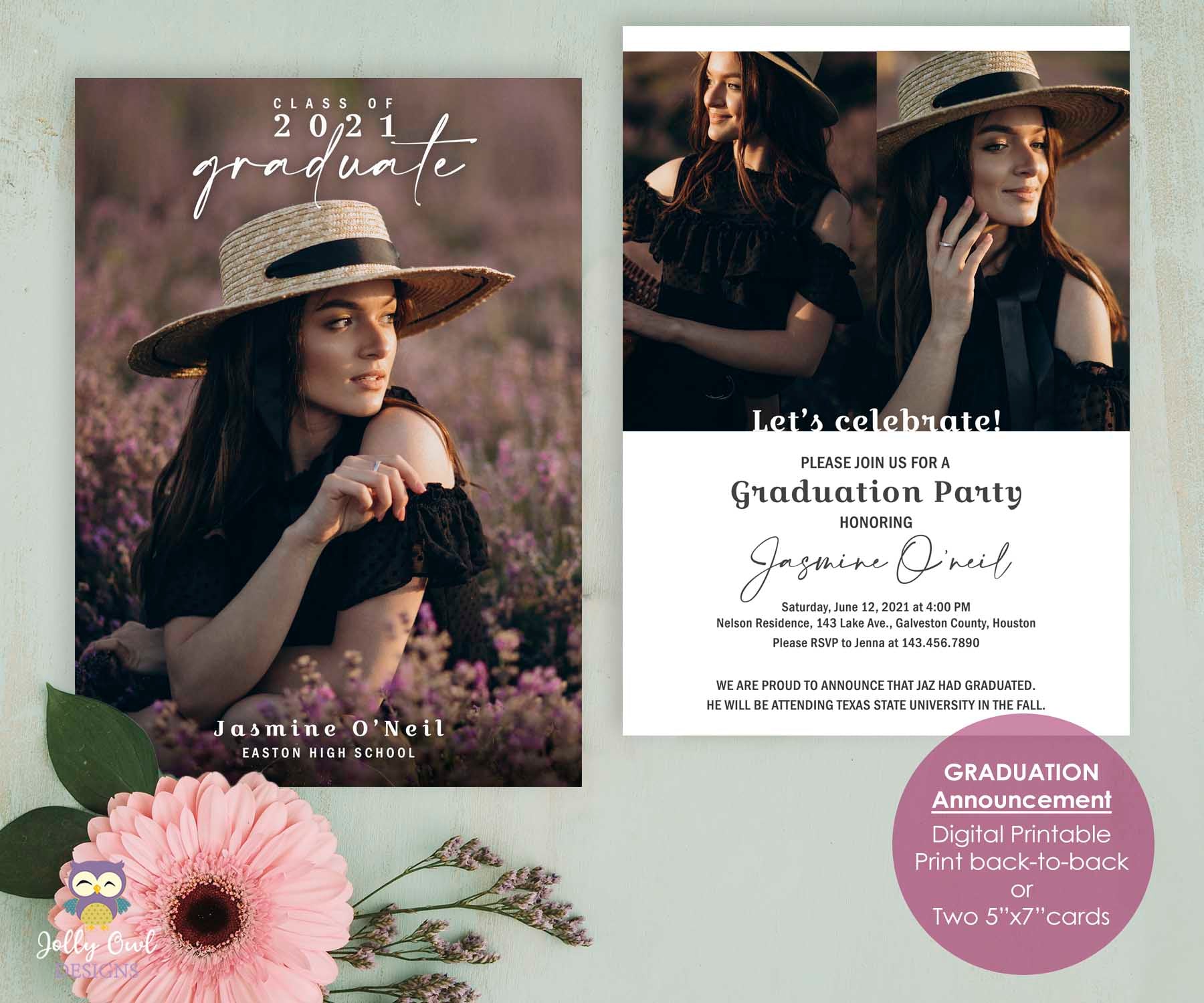 Graduation Announcement - Party Invitation Card Jolly Owl Designs Graduation Announcement - Party Invitation Card Jolly Owl Designs