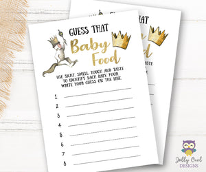 Where The Wild Things Are Baby Shower Game Card - Guess that Baby Food