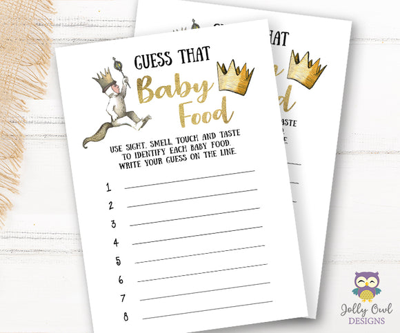 Where The Wild Things Are Baby Shower Game Card - Guess that Baby Food