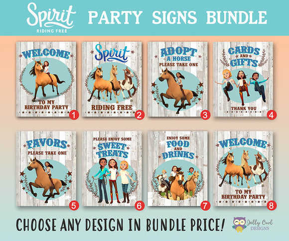 Spirit Riding Free Party Signs Bundle Set