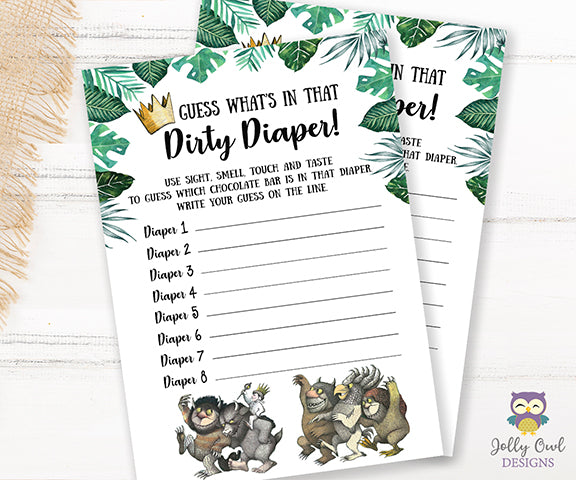Where The Wild Things Are Baby Shower Game Card - Dirty Diaper Game