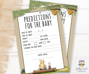 Winnie The Pooh Baby Shower Game Card - Predictions for the Baby