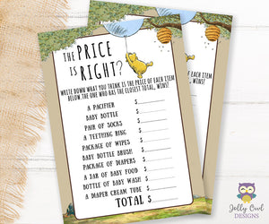 Winnie The Pooh Baby Shower Game Card - Price Is Right